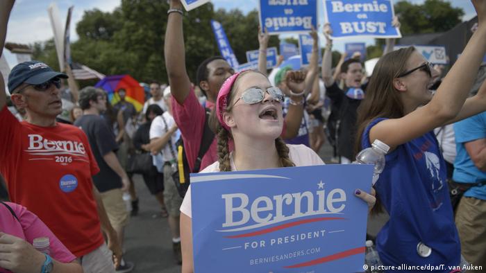 Apoiadores de Bernie Sanders na Filadélfia, em 2016