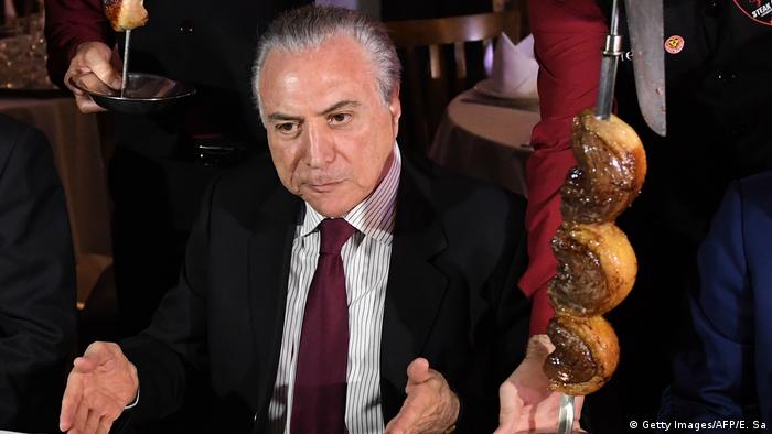 Presidente Michel Temer em jantar numa churrascaria com representantes de países importadores de carne brasileira