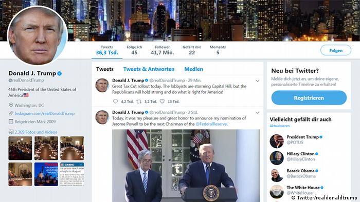 Screenshot Twitter: Donald Trump (Twitter/realdonaldtrump)