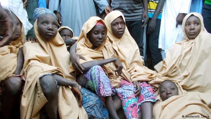 Several school girls after their being freed from their Boko Haram captors in March.