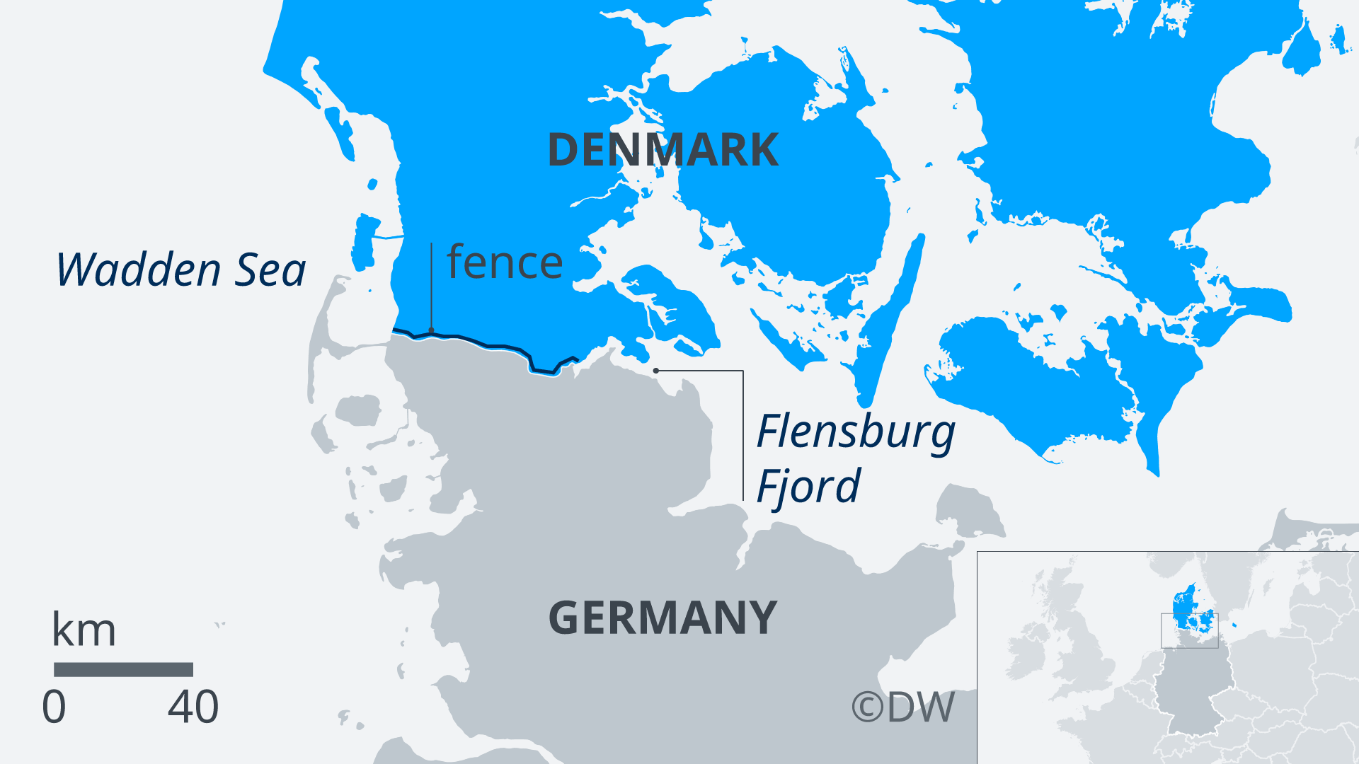 map of germany and denmark Denmark Completes Contentious Fence Along German Border News Dw 02 12 2019 map of germany and denmark