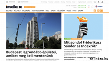 Screenshot index.hu | Ungarisches Nachrichtenportal